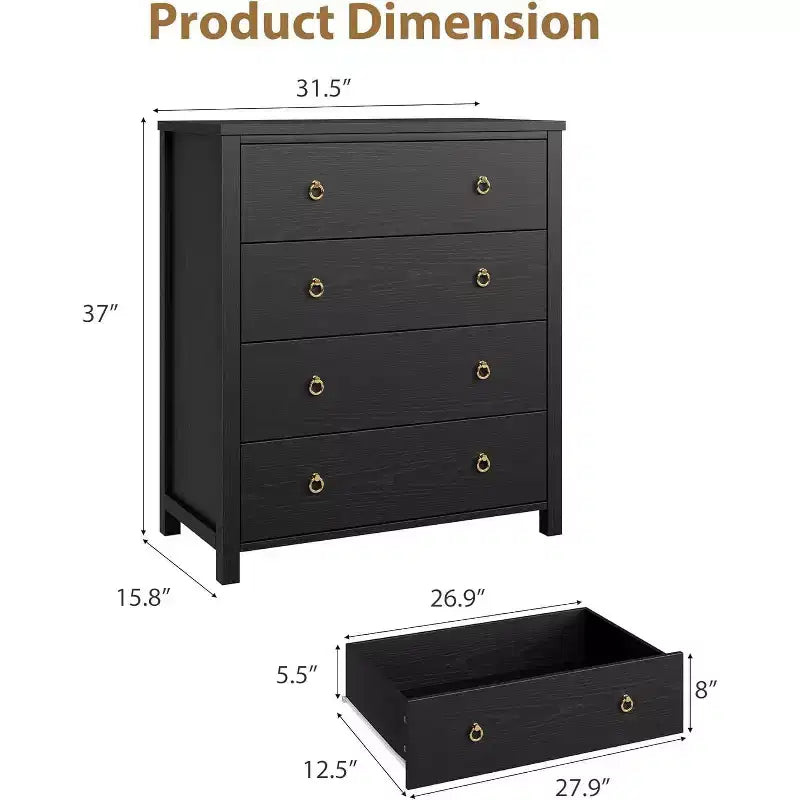 Commode de chambre à 4/5 tiroirs, Grand meuble de rangement pour vêtements