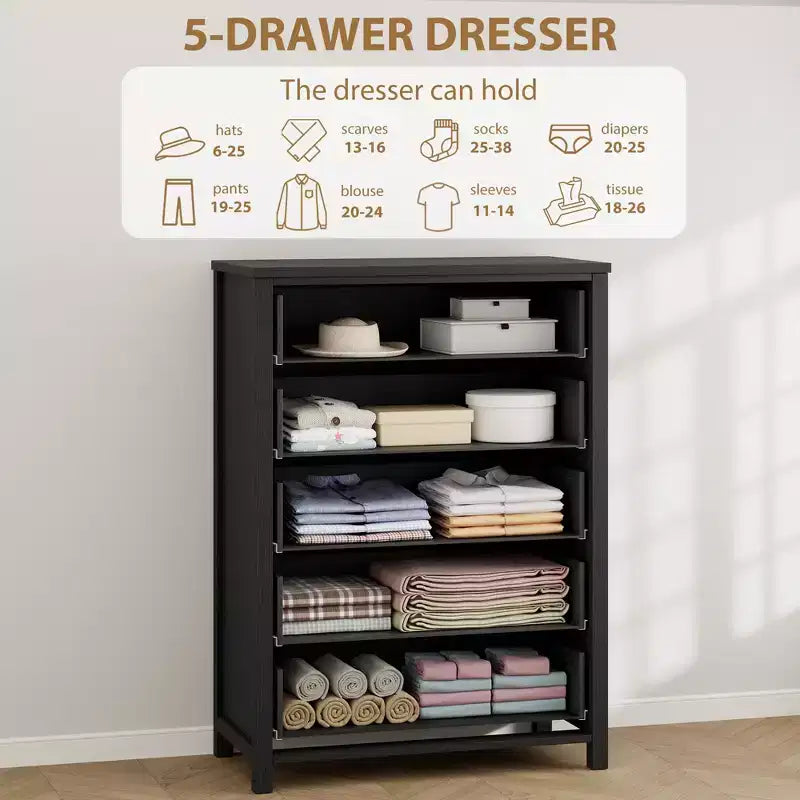 Commode de chambre à 4/5 tiroirs, Grand meuble de rangement pour vêtements