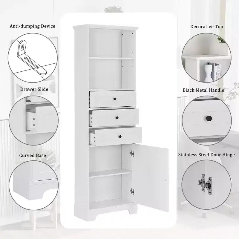 Meuble de rangement de salle de bain avec 3 tiroirs Organisateur de salle de bain