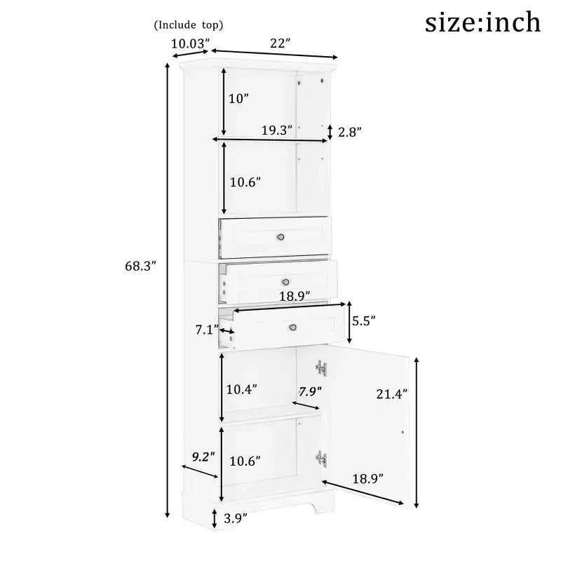 Meuble de rangement de salle de bain avec 3 tiroirs Organisateur de salle de bain