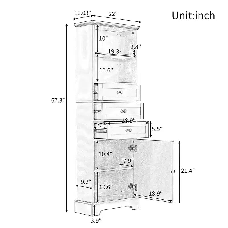 Meuble de rangement de salle de bain avec 3 tiroirs Organisateur de salle de bain