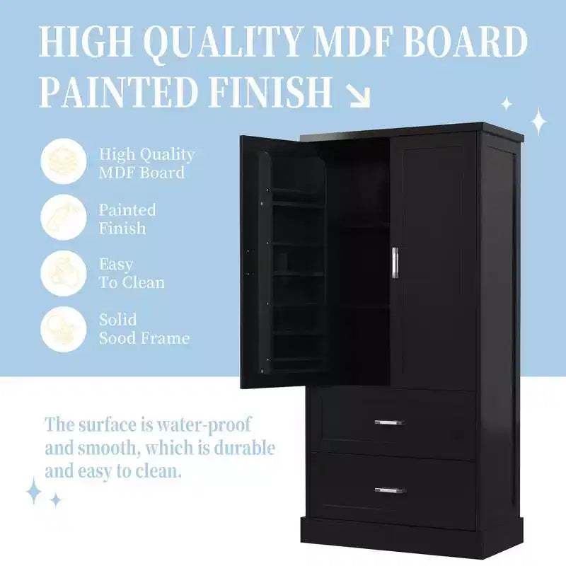 Meuble de rangement de salle de bain avec étagère réglable ; Grand meuble de rangement