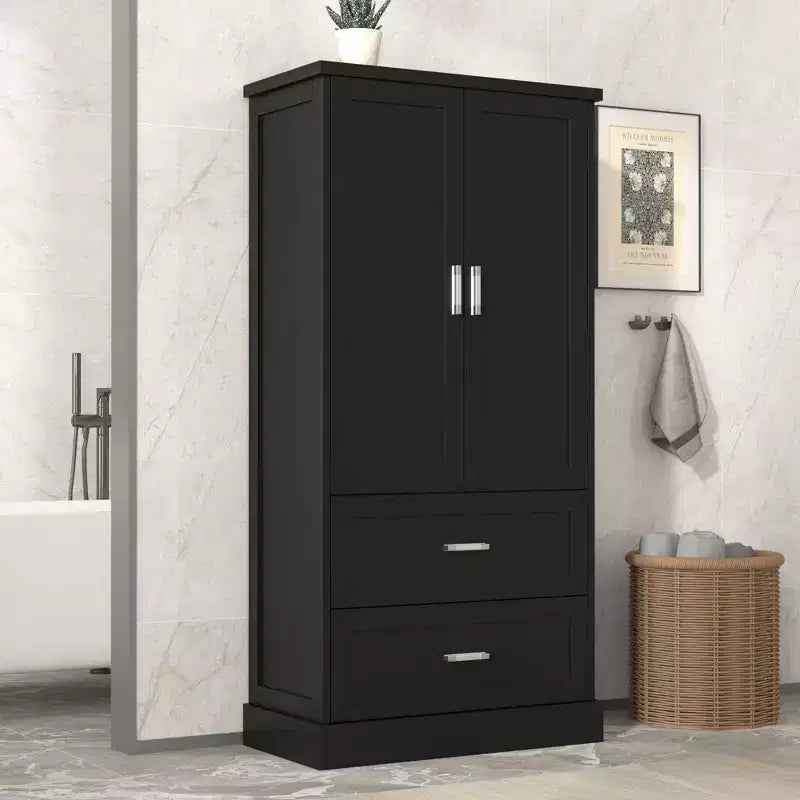 Meuble de rangement de salle de bain avec étagère réglable ; Grand meuble de rangement