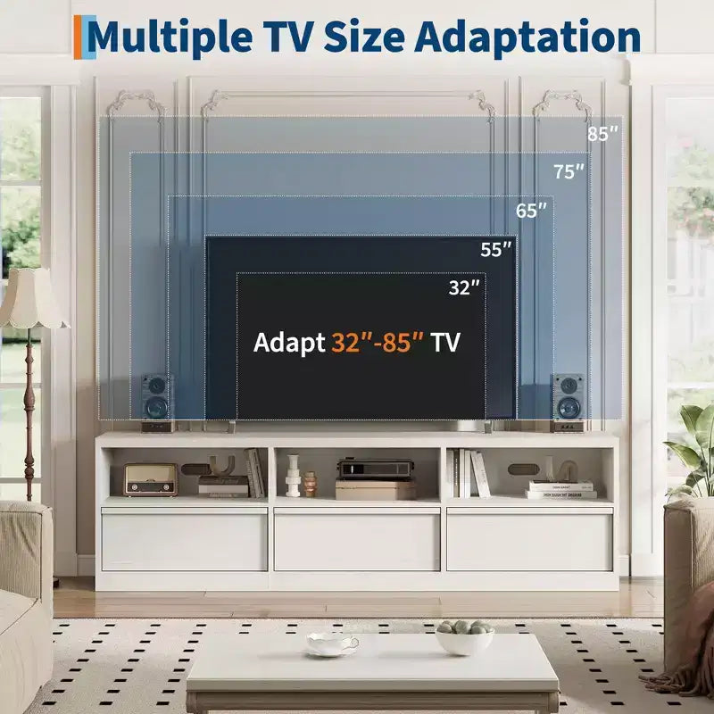 Meuble TV de divertissement moderne du milieu du siècle avec tiroir de rangement et étagères ouvertes
