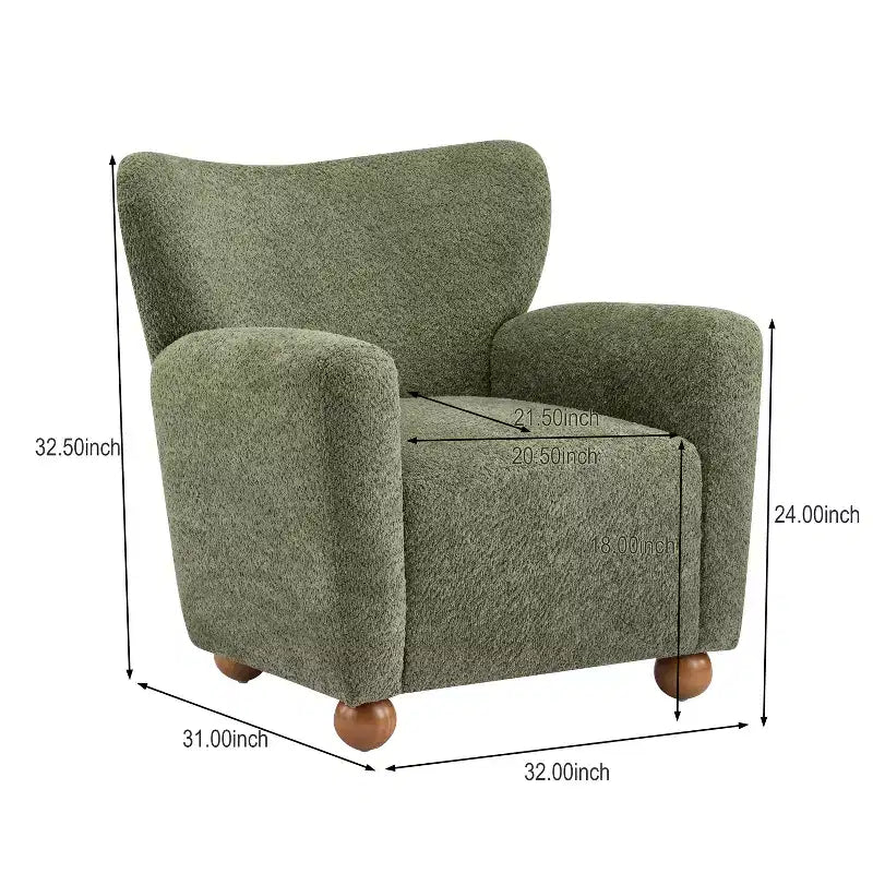 Fauteuil d'appoint contemporain rembourré à oreilles