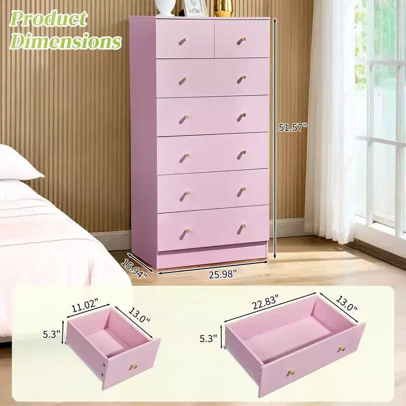 Grande commode 7 tiroirs pour chambre à coucher et chiffonnier