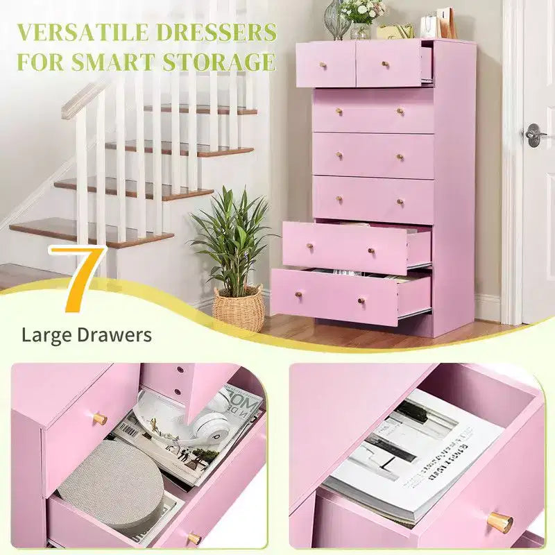 Grande commode 7 tiroirs pour chambre à coucher et chiffonnier