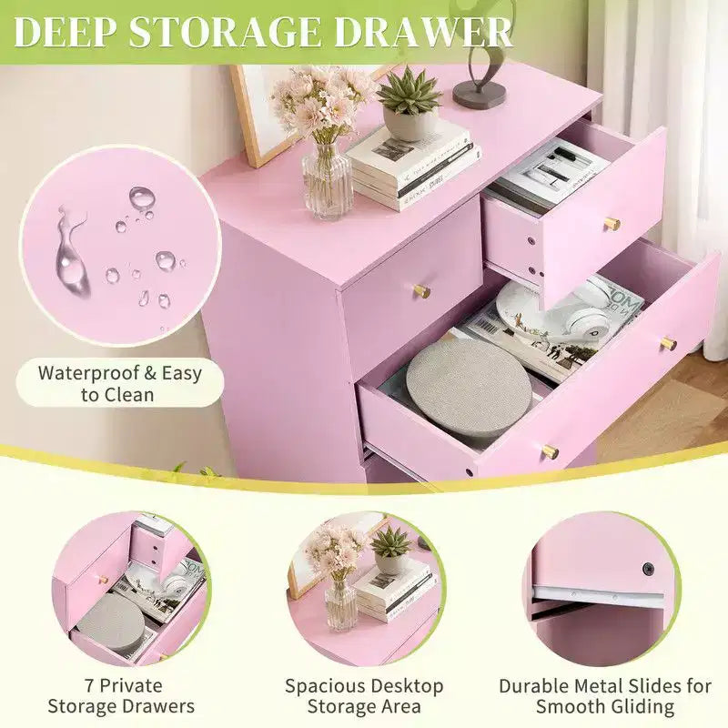 Grande commode 7 tiroirs pour chambre à coucher et chiffonnier