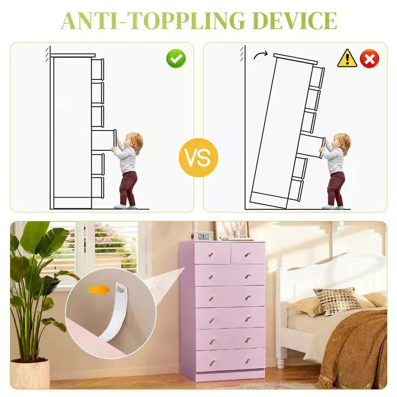 Grande commode 7 tiroirs pour chambre à coucher et chiffonnier