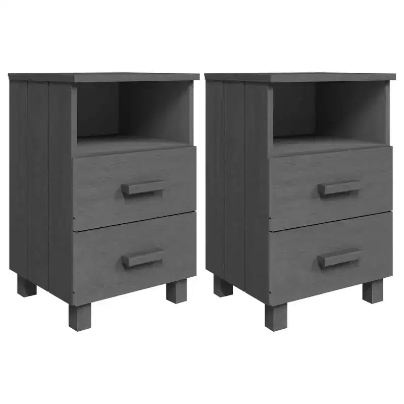Table de chevet Gris foncé Pin massif ; MDF Medium