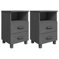 Table de chevet Gris foncé Pin massif ; MDF Medium
