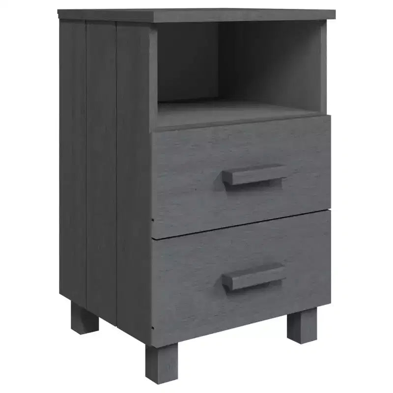 Table de chevet Gris foncé Pin massif ; MDF Medium
