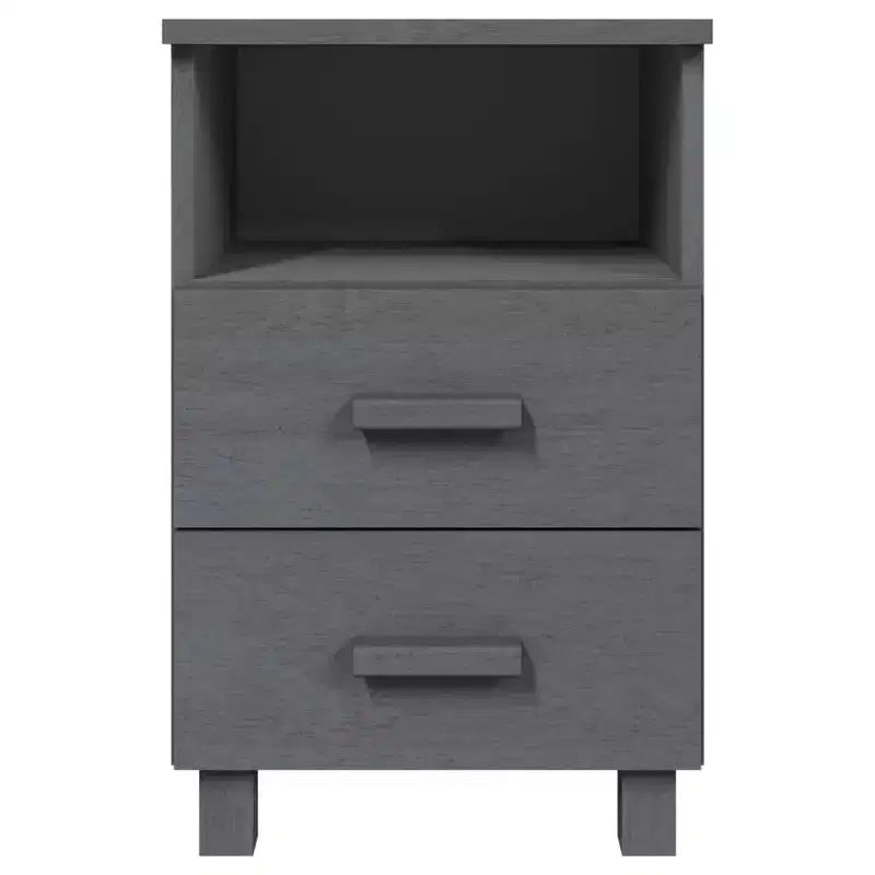Table de chevet Gris foncé Pin massif ; MDF Medium