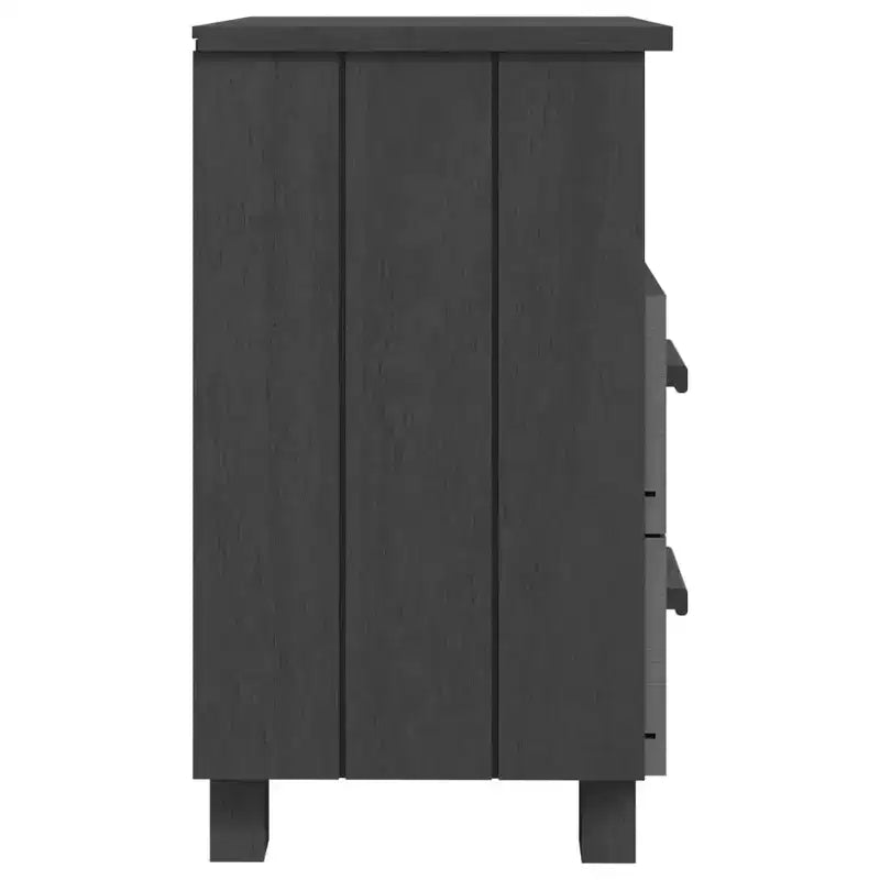 Table de chevet Gris foncé Pin massif ; MDF Medium