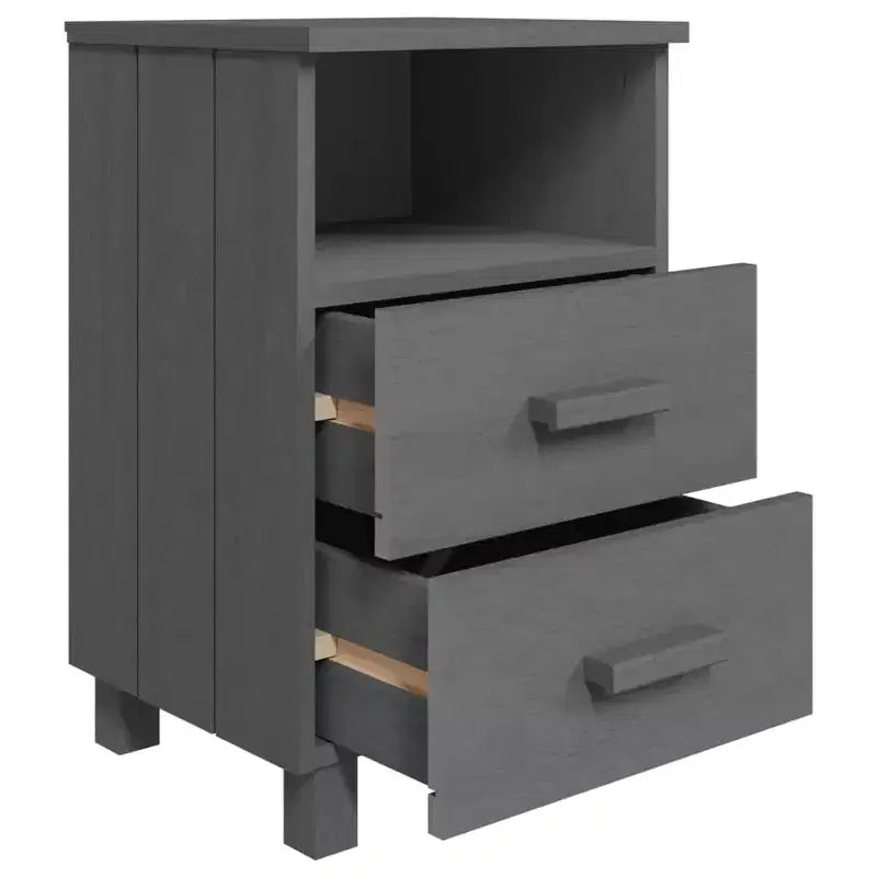 Table de chevet Gris foncé Pin massif ; MDF Medium