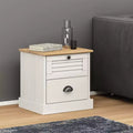 Bedside Cabinet White Solid Pine Wood; Engineered Wood; Metal