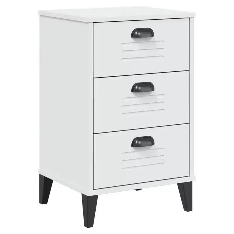 Table de chevet Blanc Bois d'ingénierie ; poignées en plastique Petite