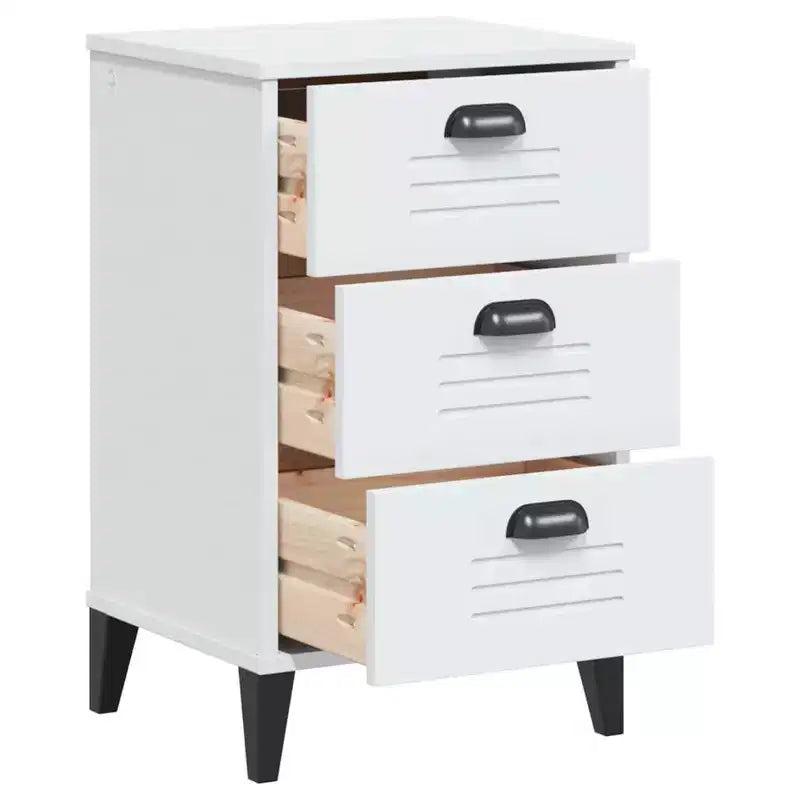 Table de chevet Blanc Bois d'ingénierie ; poignées en plastique Petite