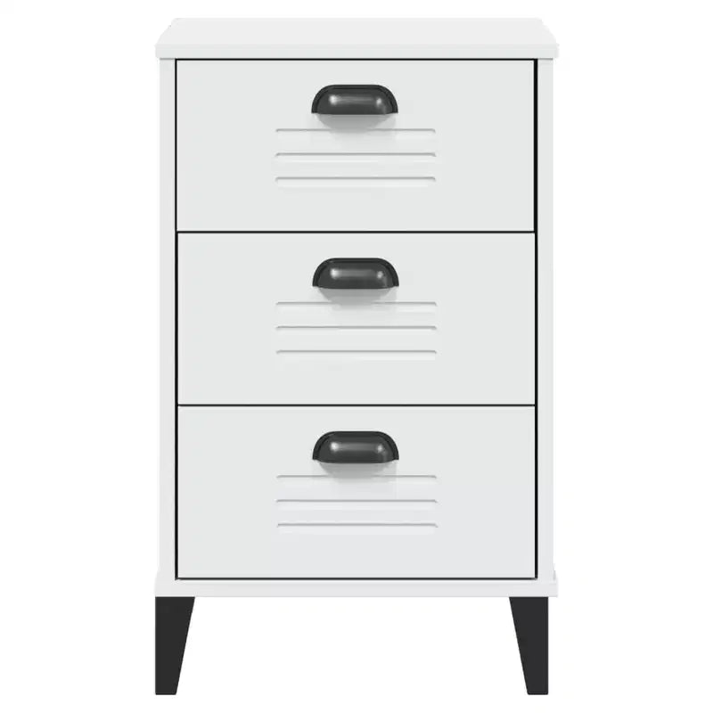Table de chevet Blanc Bois d'ingénierie ; poignées en plastique Petite