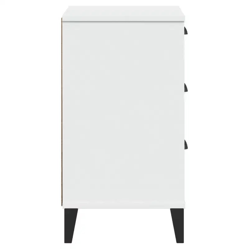 Table de chevet Blanc Bois d'ingénierie ; poignées en plastique Petite