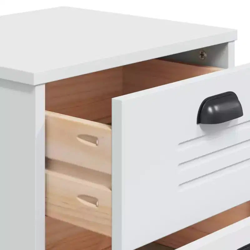 Table de chevet Blanc Bois d'ingénierie ; poignées en plastique Petite