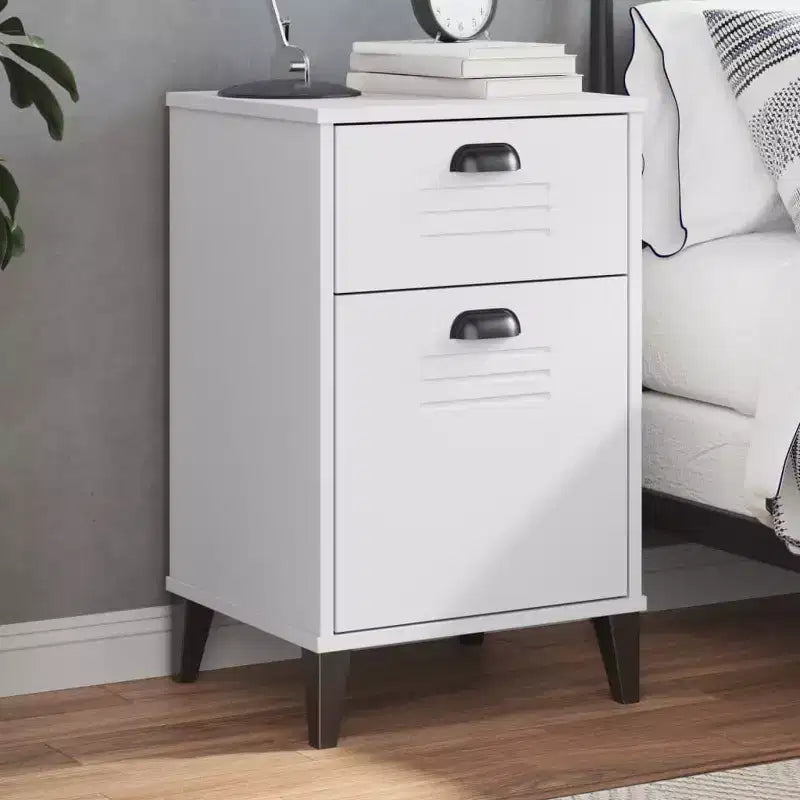 Bedside Table White Engineered wood; Plastic Medium Bedside Table