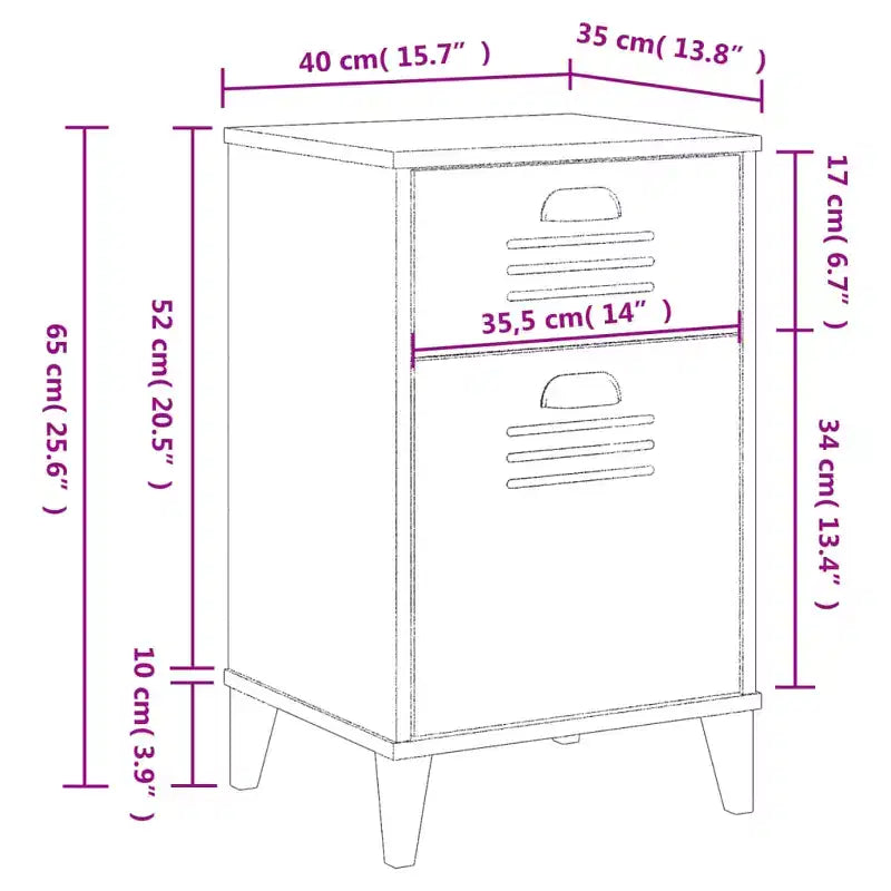 Table de chevet Bois d'ingénierie blanc ; Plastique Table de chevet moyenne