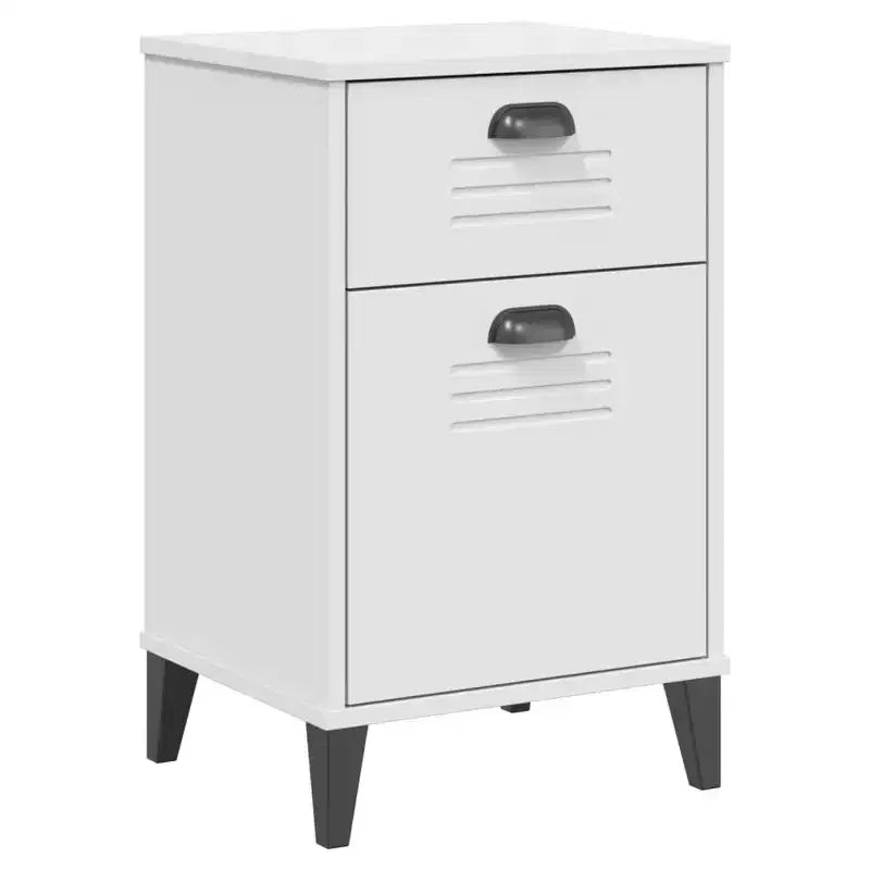 Table de chevet Bois d'ingénierie blanc ; Plastique Table de chevet moyenne