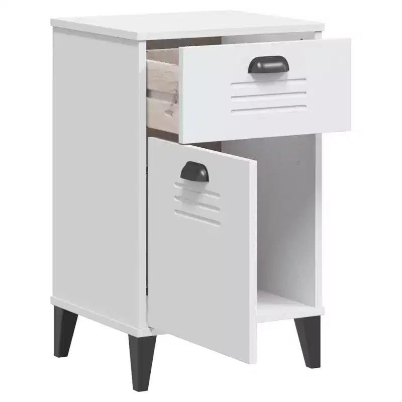 Table de chevet Bois d'ingénierie blanc ; Plastique Table de chevet moyenne