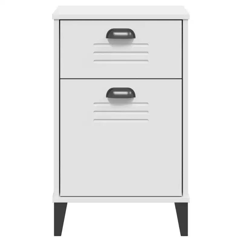 Table de chevet Bois d'ingénierie blanc ; Plastique Table de chevet moyenne