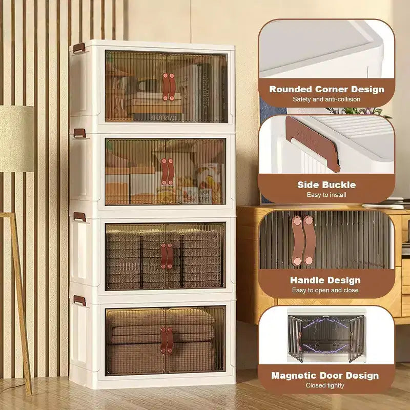 Boîtes de rangement empilables à 4 niveaux ; Armoire de rangement en plastique