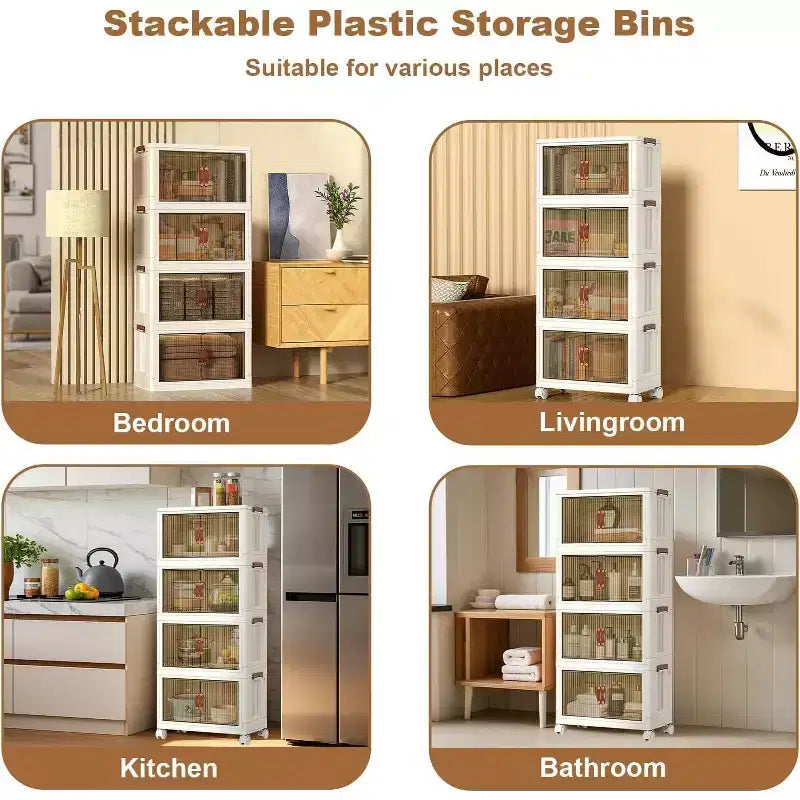 Boîtes de rangement empilables à 4 niveaux ; Armoire de rangement en plastique