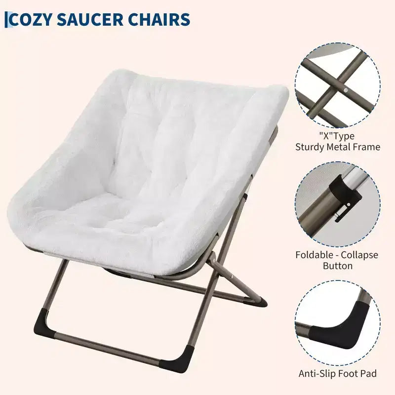 Chaise soucoupe pliante pour adultes ; Chaise longue confortable pour salon