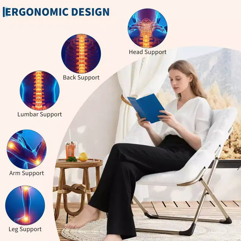 Chaise soucoupe pliante pour adultes ; Chaise longue confortable pour salon