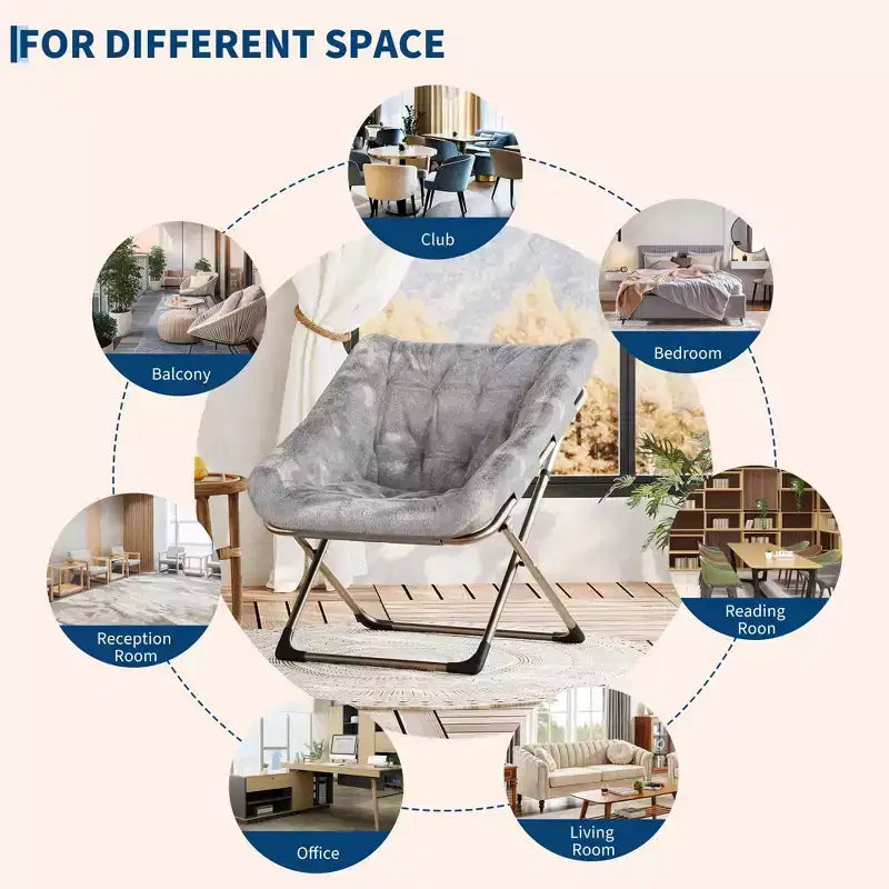 Chaise soucoupe pliante pour adultes ; Chaise longue confortable pour salon