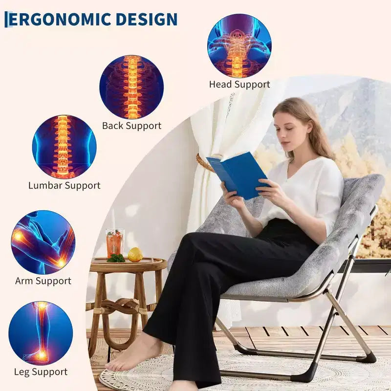 Chaise soucoupe pliante pour adultes ; Chaise longue confortable pour salon