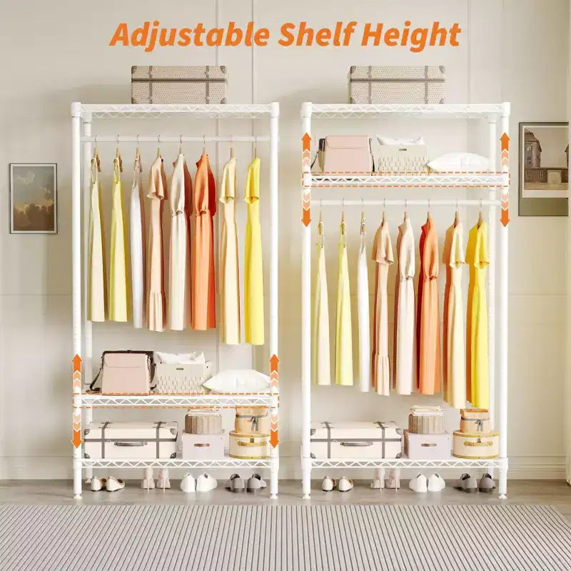 Heavy Duty Portable Clothes Rack; 3-Tier Metal Clothing Rack 660 LBS Load Closet Wardrobe Organizer for Hanging Clothes;Freestanding Garment Rack Suit