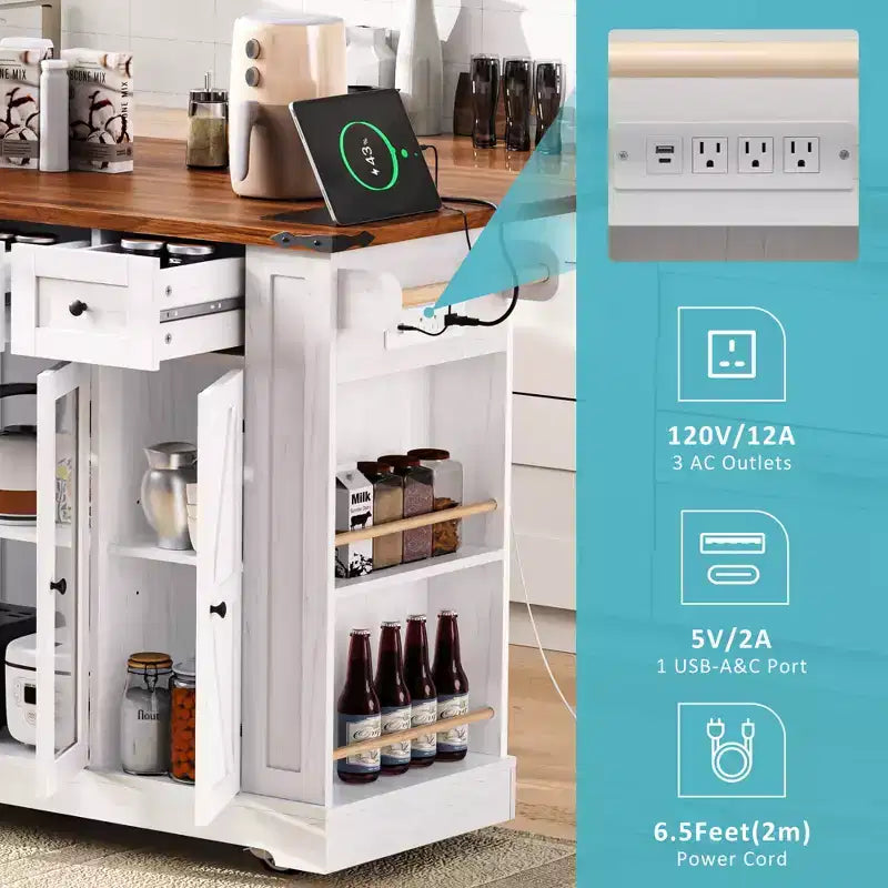 Ilot de cuisine avec ;Chariot de cuisine roulant sur roulettes