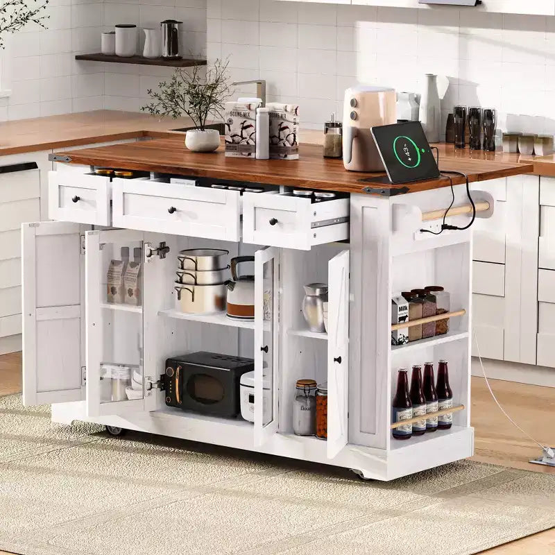 Ilot de cuisine avec ;Chariot de cuisine roulant sur roulettes
