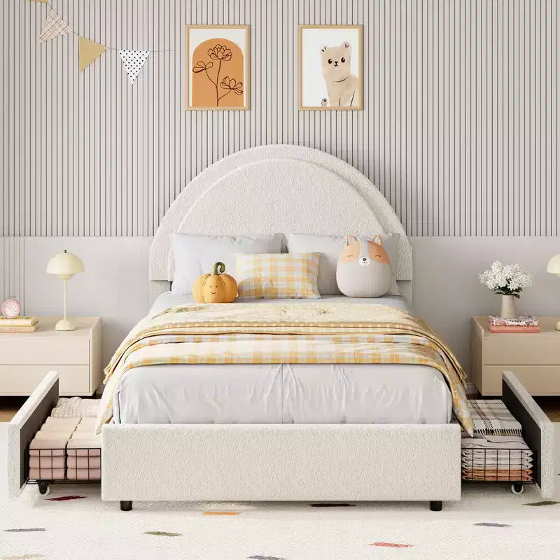 Tiroirs de Rangement pour Lit en Boucle ; Lit Plateforme Rembourré Doux