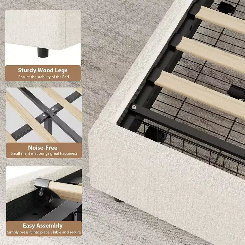 Tiroirs de Rangement pour Lit en Boucle ; Lit Plateforme Rembourré Doux