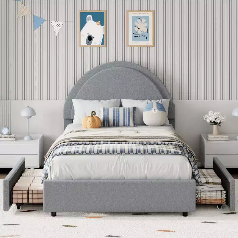 Tiroirs de Rangement pour Lit en Boucle ; Lit Plateforme Rembourré Doux