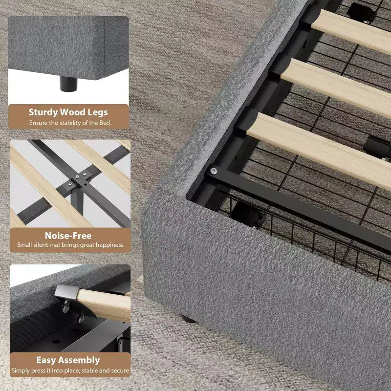 Tiroirs de Rangement pour Lit en Boucle ; Lit Plateforme Rembourré Doux