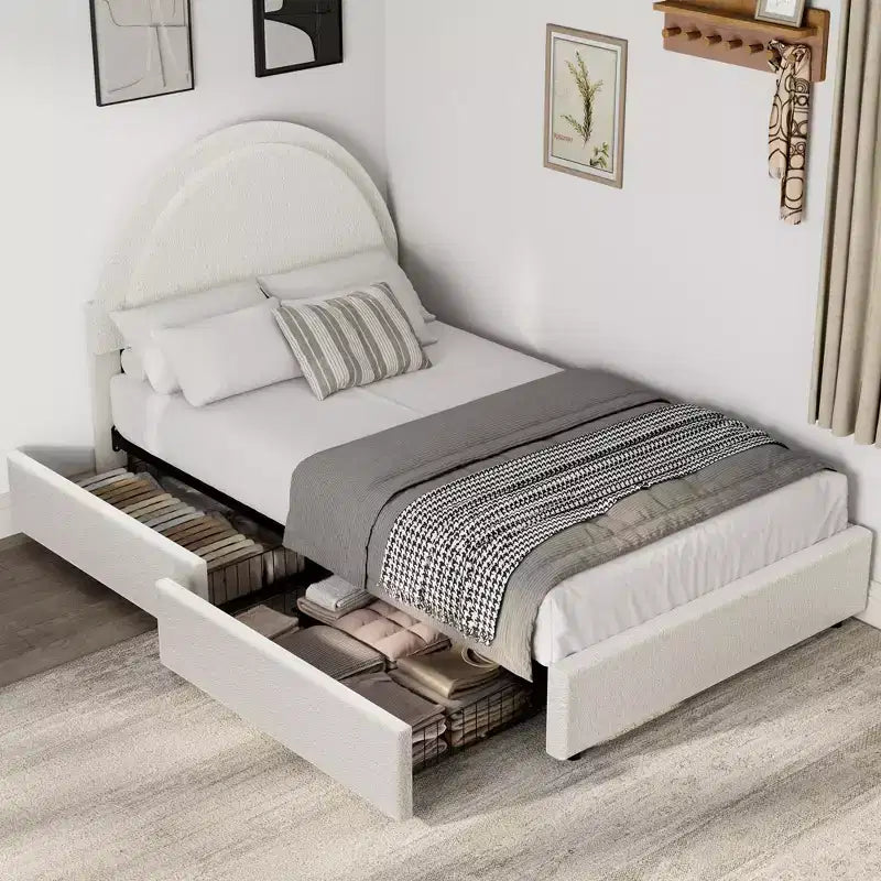 Tiroirs de Rangement pour Lit en Boucle ; Lit Plateforme Rembourré Doux