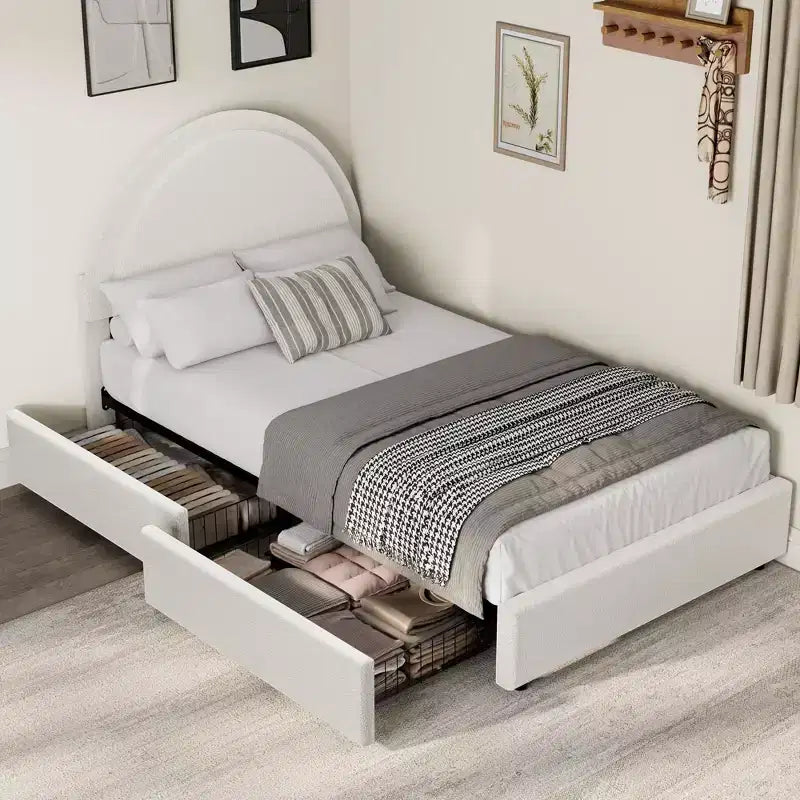 Tiroirs de Rangement pour Lit en Boucle ; Lit Plateforme Rembourré Doux