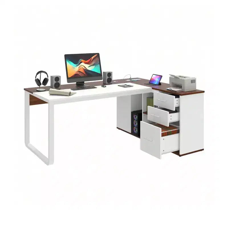 Bureau d'angle avec tiroirs Bureau de direction avec caisson de classement