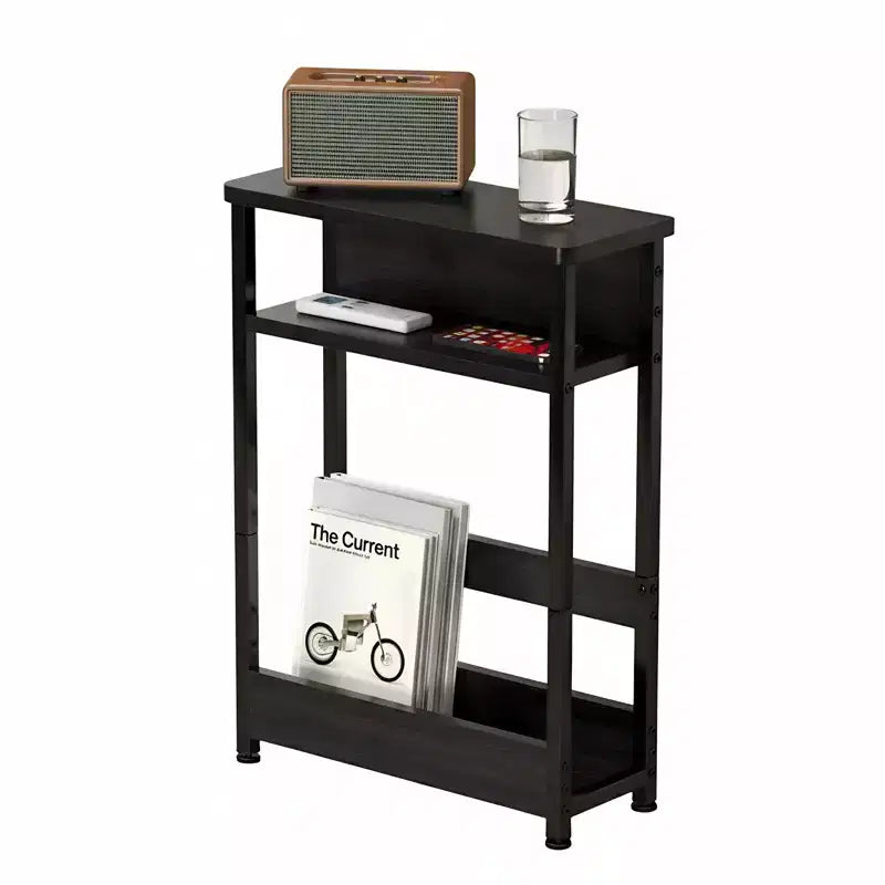 Table de chevet étroite avec étagères de rangement et porte-revues