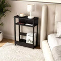 COZONY Narrow Side Table with 3-Tier Storage Shelf & Magazine Rack; Slim End Table for Small Spaces; Modern Skinny Bedside Nightstand for Living Room