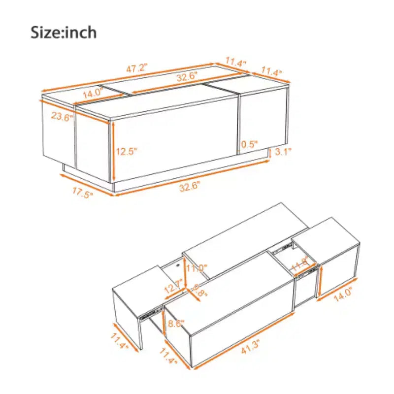Finition de la table basse de centre moderne ; Table basse extensible