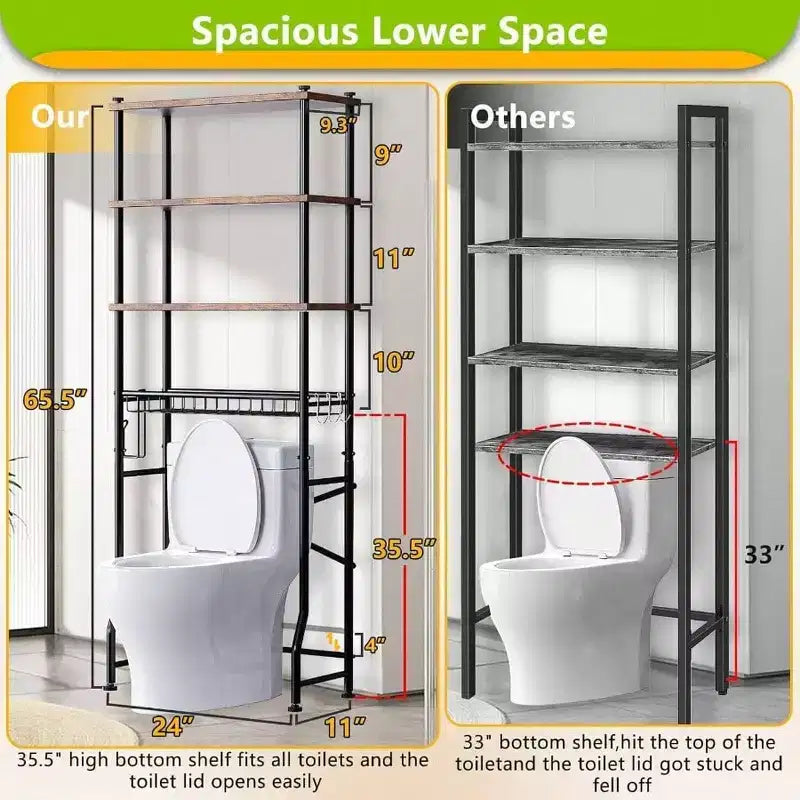 Étagère de rangement de toilette - Meuble de rangement de salle de bain à 4 niveaux